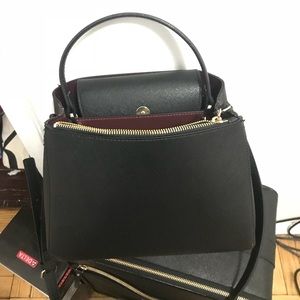 ZARA Vegan Leather Handbag Black Saffiano
